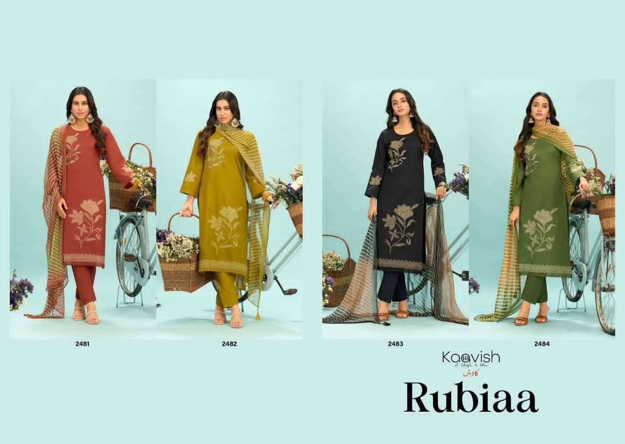 RUBIAA By KAAVISH 2481 To 2484 Stylish Beautiful Colourful PURE LAWN COTTON Dresses At Wholesale Price